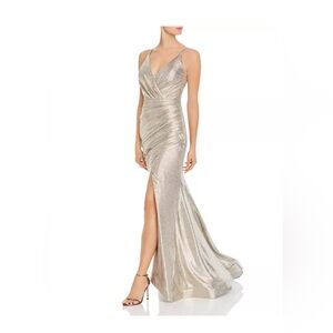 AQUA
Metallic Knit Gown - 100% Exclusive Champagne gown, Metallic gold gown